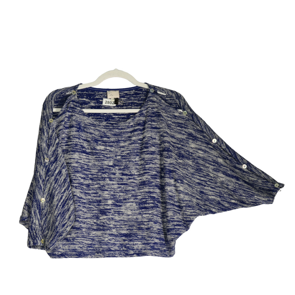 Postmark Anthropologie Blue Sweater Womens M Petite Dolman Button Sleeve Coastal